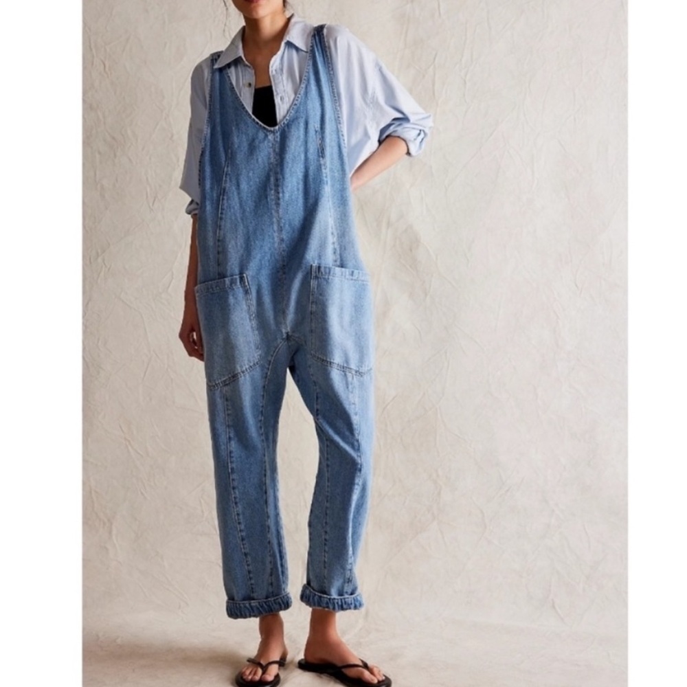 Free People We The Free High Roller Jumpsuit Adjustable Straps in Kansas L